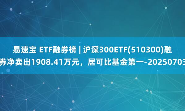 易速宝 ETF融券榜 | 沪深300ETF(510300)融券净卖出1908.41万元，居可比基金第一-20250703